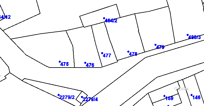 Parcela st. 477 v KÚ Velká Bystřice, Katastrální mapa