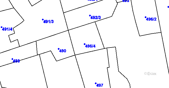 Parcela st. 496/4 v KÚ Velká Bystřice, Katastrální mapa