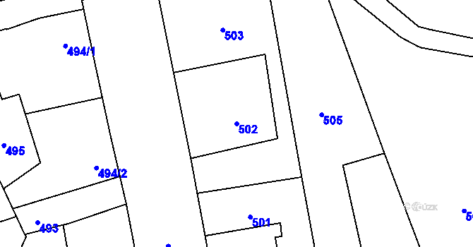 Parcela st. 502 v KÚ Velká Bystřice, Katastrální mapa