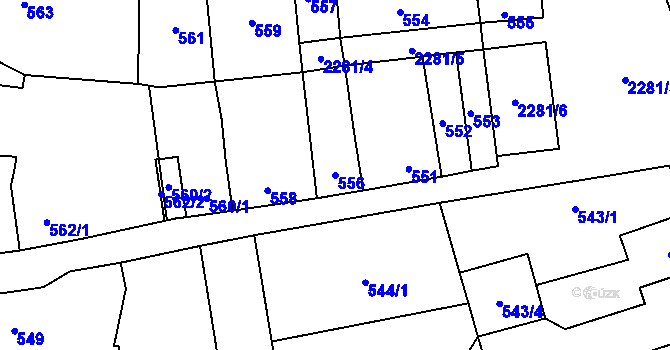 Parcela st. 556 v KÚ Velká Bystřice, Katastrální mapa