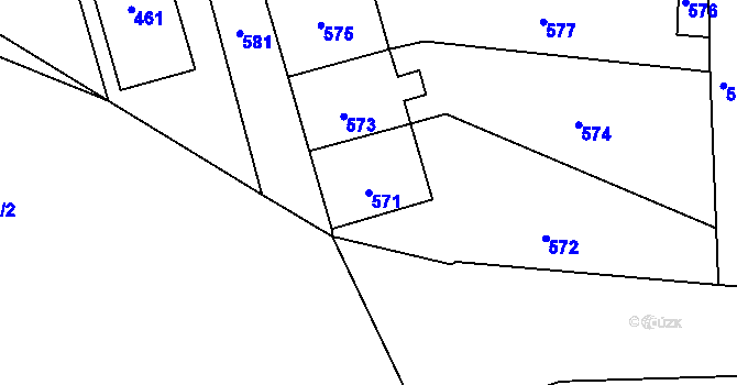 Parcela st. 571 v KÚ Velká Bystřice, Katastrální mapa
