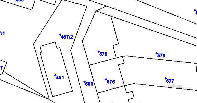 Parcela st. 578 v KÚ Velká Bystřice, Katastrální mapa