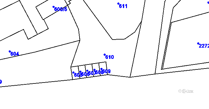 Parcela st. 610 v KÚ Velká Bystřice, Katastrální mapa