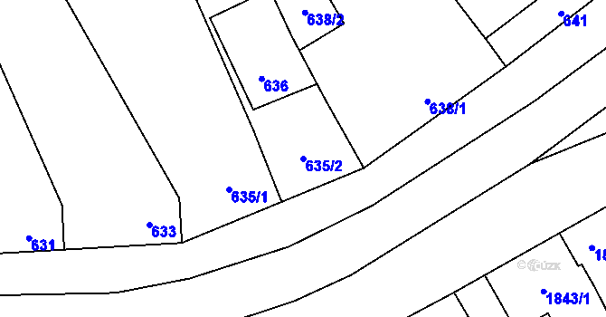 Parcela st. 635/2 v KÚ Velká Bystřice, Katastrální mapa