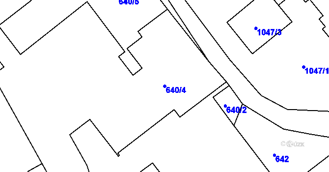 Parcela st. 640/4 v KÚ Velká Bystřice, Katastrální mapa
