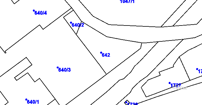 Parcela st. 642 v KÚ Velká Bystřice, Katastrální mapa