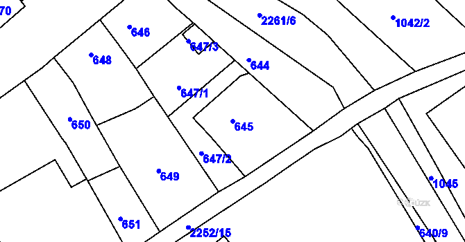 Parcela st. 645 v KÚ Velká Bystřice, Katastrální mapa