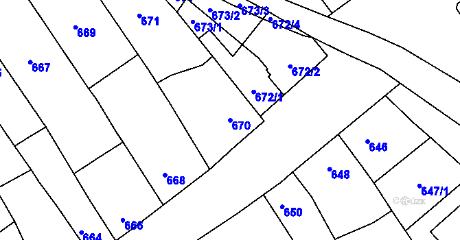 Parcela st. 670 v KÚ Velká Bystřice, Katastrální mapa