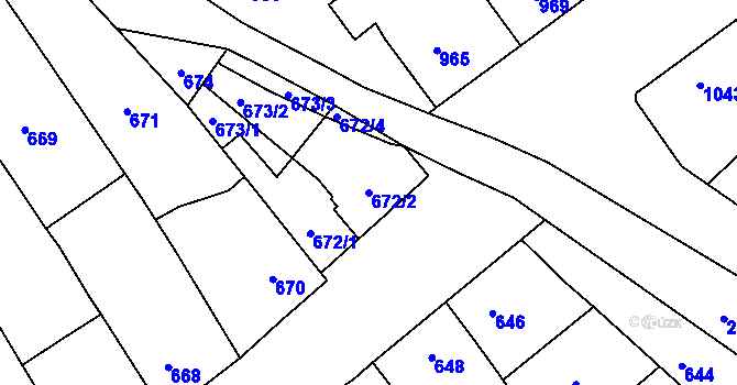Parcela st. 672/2 v KÚ Velká Bystřice, Katastrální mapa