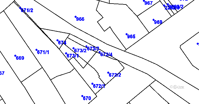 Parcela st. 672/4 v KÚ Velká Bystřice, Katastrální mapa