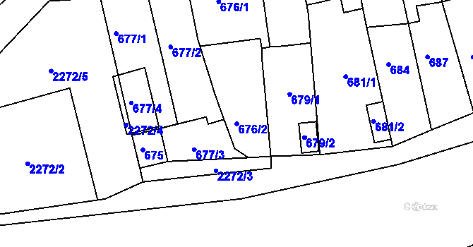 Parcela st. 676/2 v KÚ Velká Bystřice, Katastrální mapa