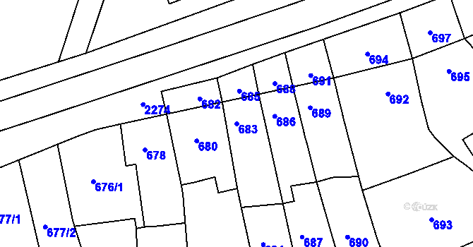 Parcela st. 683 v KÚ Velká Bystřice, Katastrální mapa