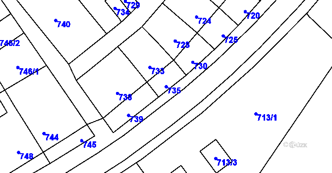 Parcela st. 735 v KÚ Velká Bystřice, Katastrální mapa
