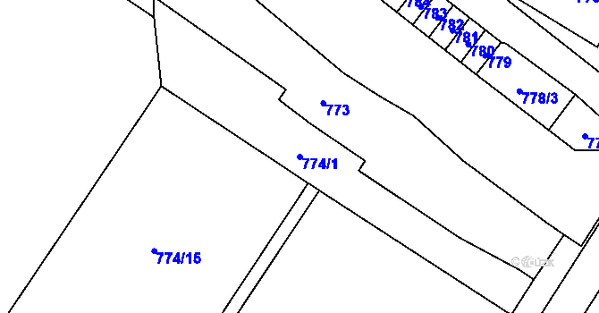 Parcela st. 774/1 v KÚ Velká Bystřice, Katastrální mapa
