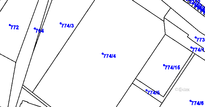Parcela st. 774/4 v KÚ Velká Bystřice, Katastrální mapa