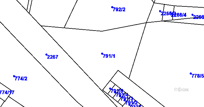 Parcela st. 791/1 v KÚ Velká Bystřice, Katastrální mapa