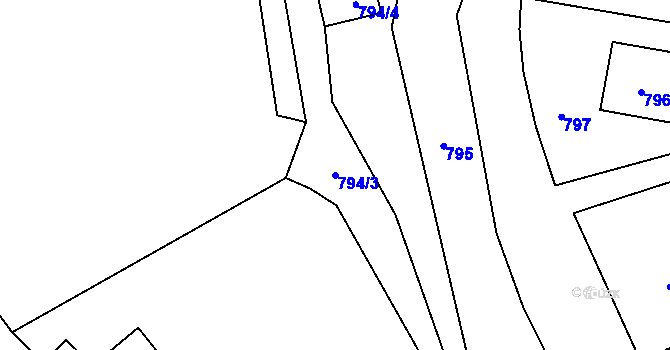 Parcela st. 794/3 v KÚ Velká Bystřice, Katastrální mapa