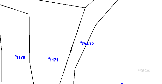 Parcela st. 794/12 v KÚ Velká Bystřice, Katastrální mapa