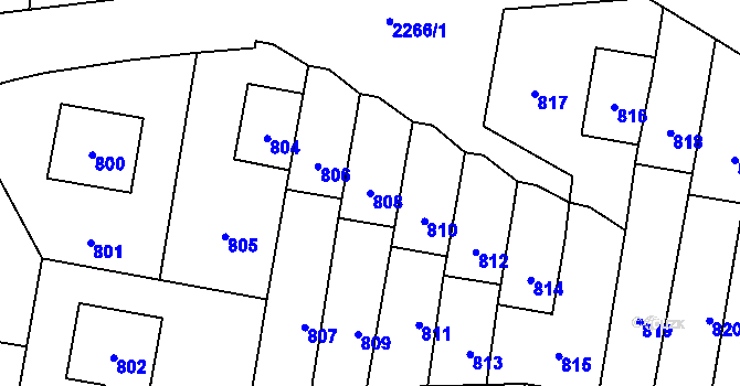 Parcela st. 808 v KÚ Velká Bystřice, Katastrální mapa