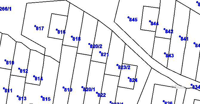 Parcela st. 821 v KÚ Velká Bystřice, Katastrální mapa