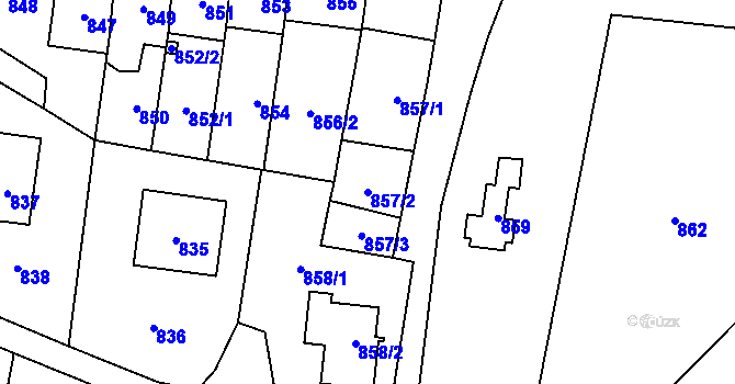 Parcela st. 857/2 v KÚ Velká Bystřice, Katastrální mapa