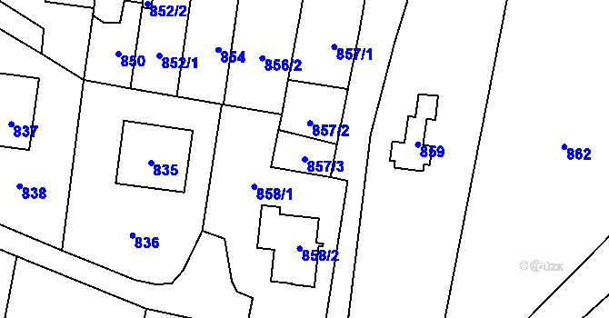 Parcela st. 857/3 v KÚ Velká Bystřice, Katastrální mapa