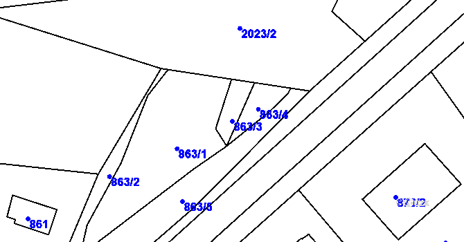 Parcela st. 863/3 v KÚ Velká Bystřice, Katastrální mapa