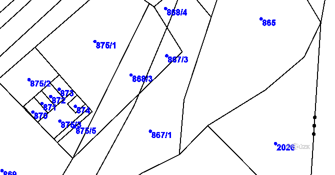 Parcela st. 867 v KÚ Velká Bystřice, Katastrální mapa