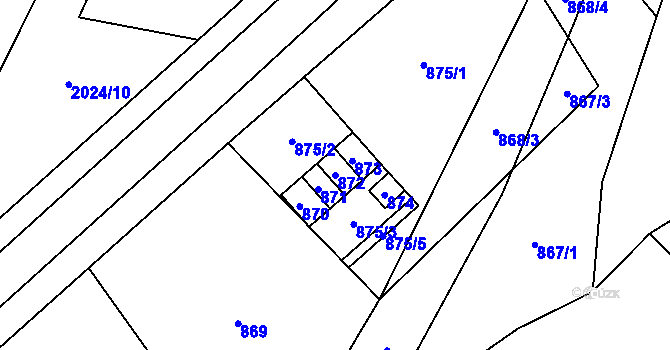Parcela st. 872 v KÚ Velká Bystřice, Katastrální mapa