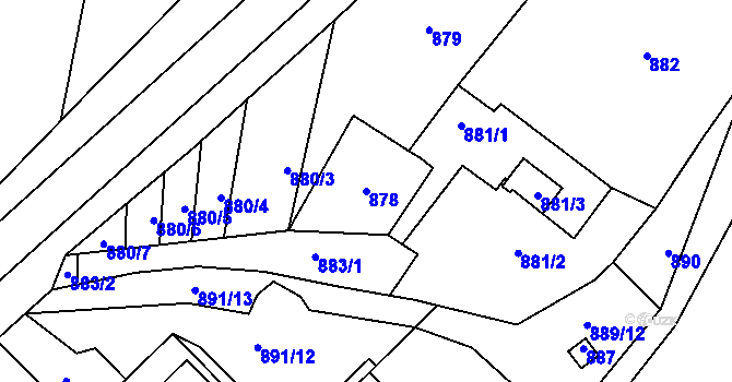 Parcela st. 878 v KÚ Velká Bystřice, Katastrální mapa