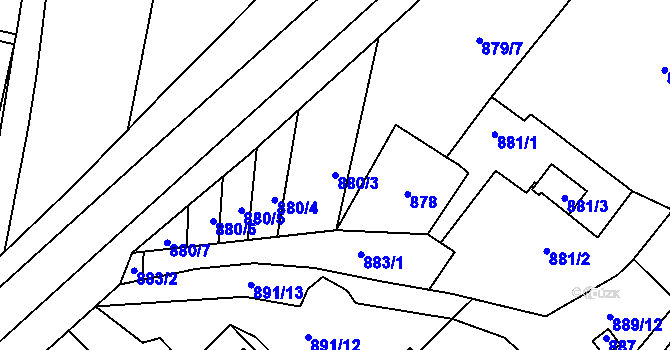 Parcela st. 880/3 v KÚ Velká Bystřice, Katastrální mapa
