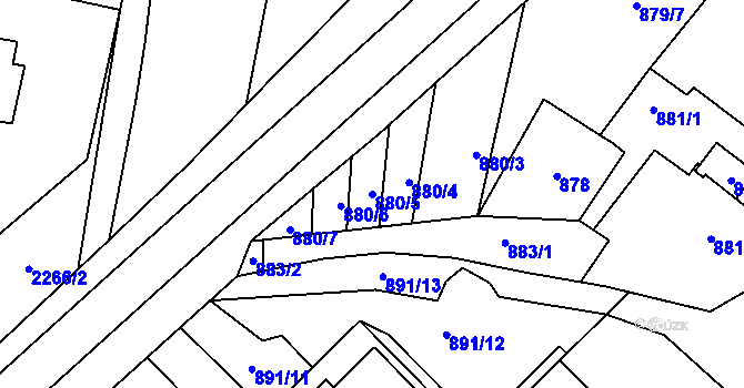Parcela st. 880/5 v KÚ Velká Bystřice, Katastrální mapa