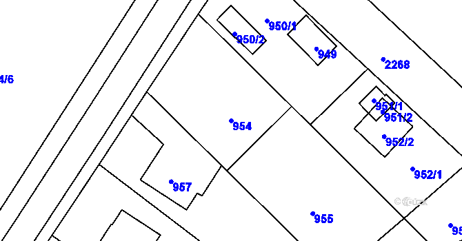Parcela st. 954 v KÚ Velká Bystřice, Katastrální mapa