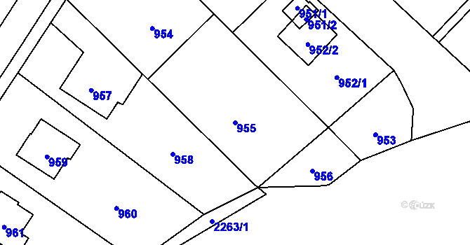 Parcela st. 955 v KÚ Velká Bystřice, Katastrální mapa