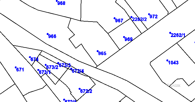 Parcela st. 965 v KÚ Velká Bystřice, Katastrální mapa