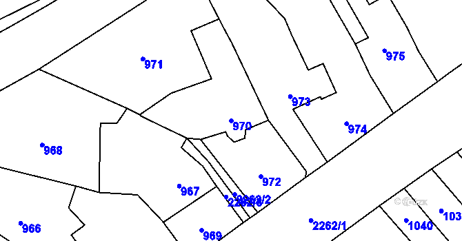 Parcela st. 970 v KÚ Velká Bystřice, Katastrální mapa