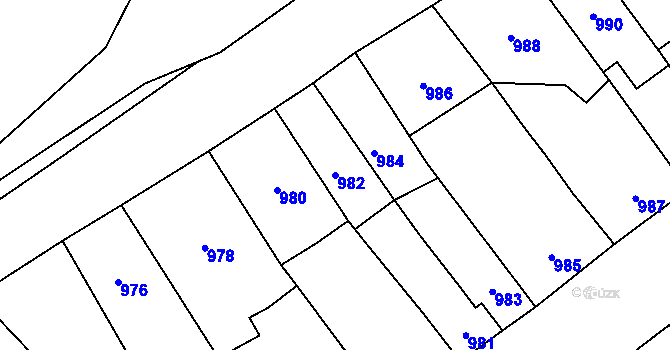 Parcela st. 982 v KÚ Velká Bystřice, Katastrální mapa