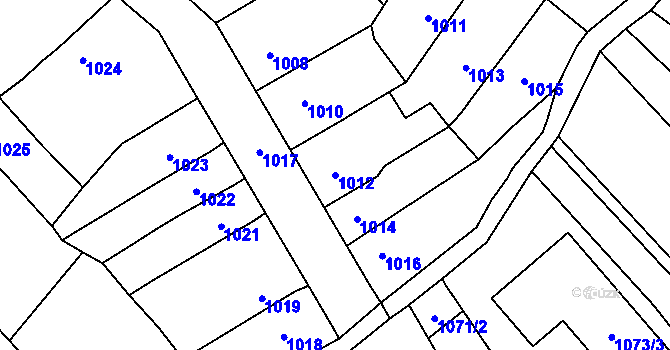 Parcela st. 1012 v KÚ Velká Bystřice, Katastrální mapa