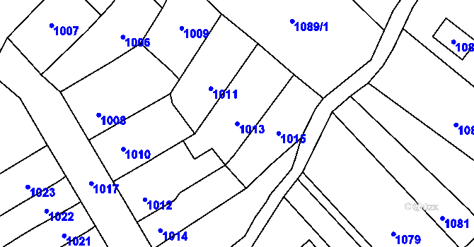 Parcela st. 1013 v KÚ Velká Bystřice, Katastrální mapa