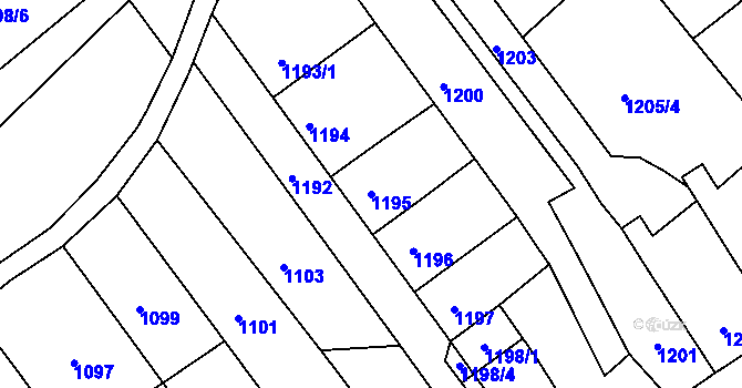 Parcela st. 1195 v KÚ Velká Bystřice, Katastrální mapa