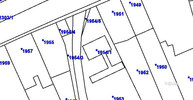 Parcela st. 1954/1 v KÚ Velká Bystřice, Katastrální mapa