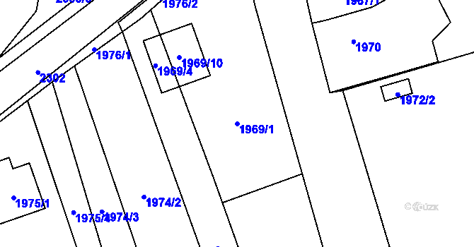 Parcela st. 1969/1 v KÚ Velká Bystřice, Katastrální mapa