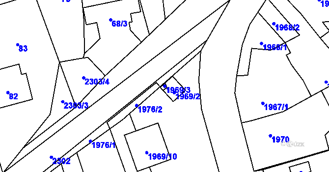 Parcela st. 1969/3 v KÚ Velká Bystřice, Katastrální mapa