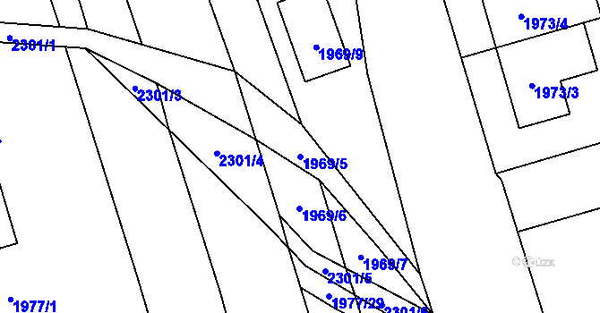 Parcela st. 1969/5 v KÚ Velká Bystřice, Katastrální mapa