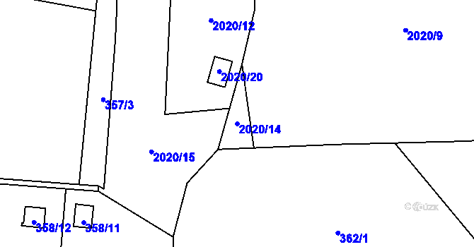 Parcela st. 2020/14 v KÚ Velká Bystřice, Katastrální mapa
