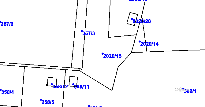 Parcela st. 2020/15 v KÚ Velká Bystřice, Katastrální mapa