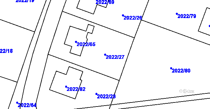 Parcela st. 2022/27 v KÚ Velká Bystřice, Katastrální mapa