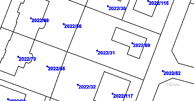 Parcela st. 2022/31 v KÚ Velká Bystřice, Katastrální mapa
