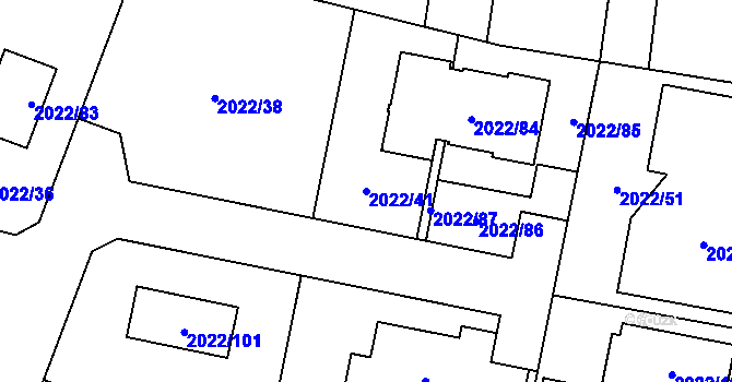 Parcela st. 2022/41 v KÚ Velká Bystřice, Katastrální mapa