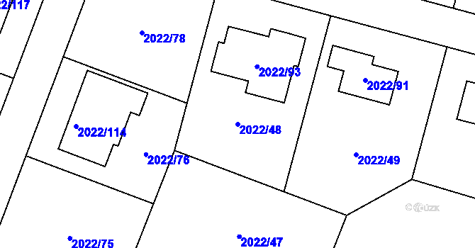Parcela st. 2022/48 v KÚ Velká Bystřice, Katastrální mapa